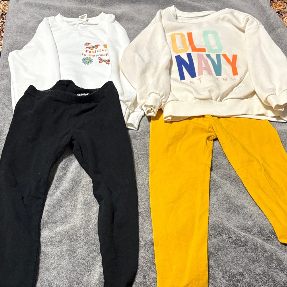 Old Navy Kids Cozy Matching Leggings Set - Black & Yellow